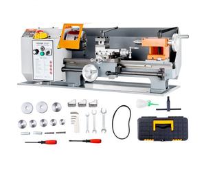VEVOR Tour à Métaux de Précision 178x356 mm Tour à Métaux Table 0-2200 tr/min Vitesse Variable Continu 500 W Moteur à Balais d'Engrenages Métal Boîte à Outils pour Usinage Traitement Pièces Précision