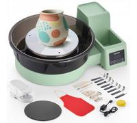 VEVOR Tour de Potier avec 2 Plateaux Tournants 28 et 36 cm, Roue de Poterie Électrique 450 W, pour Loisirs Créatifs en Argile Artisanat, Vitesse Réglable 30-300 tr/min, avec Pédale et Bac Amovible