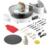VEVOR Tour de Potier avec Plateau Tournant de 28 cm et 36 cm, Roue de Poterie Électrique avec Pédale, pour Débutants Loisirs Créatifs en Argile, Vitesse Réglable 30-300 tr/min, Corps en Aluminium
