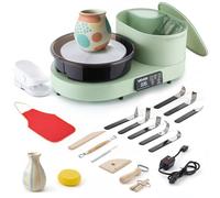 VEVOR Tour de Potier avec Plateau Tournant en Alu 28 cm, Roue de Poterie Électrique 450 W avec Pédale, pour Débutants Loisirs Créatifs en Argile, Vitesse Réglable 30-300 TR/Min, Corps en Alu, Vert