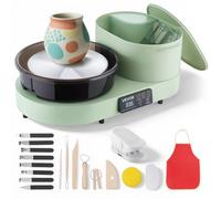 VEVOR Tour de Potier avec Plateau Tournant en Alu 28 cm, Roue de Poterie Électrique 450 W avec Pédale, pour Débutants Loisirs Créatifs en Argile, Vitesse Réglable 30-300 tr/min, Corps en Alu, Vert