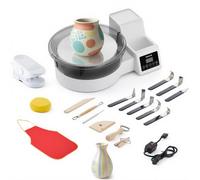 VEVOR Tour de Potier avec Plateau Tournant en Aluminium de 28 cm, Roue de Poterie Électrique 450 W avec Pédale, pour Débutants Loisirs Créatifs en Argile, Vitesse Réglable 30-300 tr/min, Bac Amovible