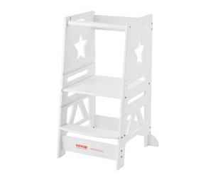 VEVOR Tour Observation Enfant Charge 158,9 kg Tour Apprentissage Montessori Bambou 3 Hauteurs avec Garde-corps de Sécurité pour Tout-petit, Chambre à Coucher, Salle de Bain, Comptoir de Cuisine, Blanc