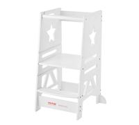 VEVOR Tower Marchepied réglable en Hauteur à 3 Niveaux pour Enfants, Tabouret de Cuisine en Bambou, Tabouret d'apprentissage avec Rail de sécurité pour comptoir de Cuisine, Salle de Bain, 158,8 kg