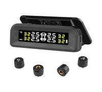 VEVOR TPMS avec 4 Capteurs, Système de Surveillance de la Pression des Pneus 0,5-6 Bars, Système d'Alarme de Voiture sans Fil Universel, Affichage en Temps Réel, 5 Modes d'Alarme, avec Charge Solaire