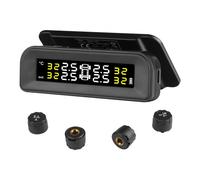 VEVOR TPMS avec 4 Capteurs, Système de Surveillance de la Pression des Pneus 0,5-6 bars, Système d'Alarme de Voiture sans Fil Universel, Affichage en Temps Réel, 5 Modes d'Alarme, avec Charge Solaire