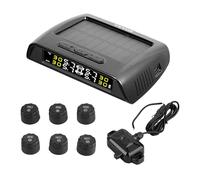 VEVOR TPMS avec 6 Capteurs, Système de Surveillance de la Pression des Pneus 0,5-8 Bars, Système d'Alarme de Voiture sans Fil Universel, Affichage en Temps Réel, 5 Modes d'Alarme, avec Charge Solaire