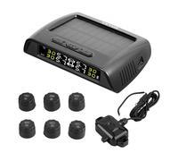 VEVOR TPMS avec 6 Capteurs, Système de Surveillance de la Pression des Pneus 0,5-8 Bars, Système d'Alarme de Voiture sans Fil Universel, Affichage en Temps Réel, 5 Modes d'Alarme, avec Charge Solaire