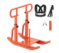 VEVOR Traîneau de Puissance en Acier, Équipement d'Entraînement de Force, Vitesse et Explosivité avec Poignée Réglable en Hauteur, Poussée et Traction, Compatible avec Disques de 2,5 et 5 cm, Orange
