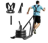 VEVOR Traîneau de Puissance Poussée et Traction, Équipement d'Entraînement de Force avec Poignées, en Acier, pour Vitesse et Explosivité, Compatible avec Disques de 2,5 et 5 cm, Gym Fitness, Noir