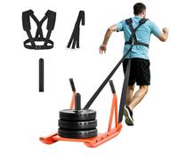 VEVOR Traîneau de Puissance Poussée et Traction, Équipement d'Entraînement de Force, Vitesse et Explosivité avec Poignées, en Acier, Compatible avec Disques de 2,5 et 5 cm, pour Gym Fitness, Orange