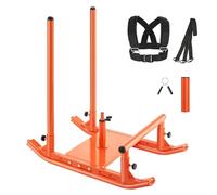 VEVOR Traîneau de Puissance Résistance en Acier, Équipement d'Entraînement de Force, Vitesse et Explosivité avec Poignée, Poussée et Traction, Compatible avec Disques de 2,5 et 5 cm, Fitness, Orange