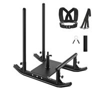 VEVOR Traîneau de Puissance Résistance en Acier, Équipement d'Entraînement de Force, Vitesse et Explosivité avec Poignée, Poussée et Traction, Compatible avec Disques de 2,5 et 5 cm, Fitness, Noir