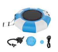 VEVOR Trampoline Aquatique Gonflable, Trampoline sur l’Eau 200x50 cm, Plate-Forme de Natation Portable avec Échelle et Pompe à Air Électrique, Rebondisseur Flottant pour Enfants, Piscine, Bleu Blanc