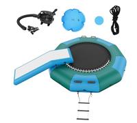 VEVOR Trampoline Aquatique Gonflable, Trampoline sur l’Eau 310x60 cm, Plate-Forme de Natation Portable avec Toboggan, Échelle à 3 Marches et Pompe à Air Électrique, Rebondisseur Flottant pour Enfants