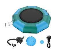 VEVOR Trampoline Aquatique Gonflable, Trampoline sur l’Eau 310x60 cm, Plate-Forme de Natation Portable avec Échelle et Pompe à Air Électrique, Rebondisseur Flottant pour Enfants, Piscine, Bleu Vert