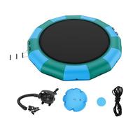 VEVOR Trampoline Aquatique Gonflable, Trampoline sur l’Eau 470x60 cm, Plate-forme de Natation Portable avec Échelle 3 Marches et Pompe à Air Électrique, Rebondisseur Flottant pour Enfants, Piscine Lac