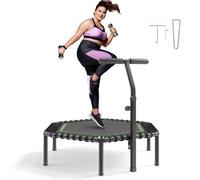 VEVOR Trampoline de Fitness 138,5 cm, Mini Trampoline Intérieur Charge Maximale 205 kg pour Entraînement Intérieur ou Extérieur Adultes, avec 3 Niveaux de Hauteur Réglables et Une Poignée en Mousse