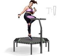 VEVOR Trampoline de Fitness 138,5 cm, Mini Trampoline Intérieur Charge Maximale 205 kg pour Entraînement Intérieur ou Extérieur Adultes, avec 3 Niveaux de Hauteur Réglables et Une Poignée en Mousse
