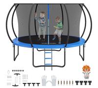 VEVOR Trampoline Extérieur Intérieur 3,7 m Trampoline pour Enfants Charge Maximale 180 kg avec Filet de Sécurité à 360° Couverture de Mousse Épaisse Facile à Installer pour Parc de Loisir Arrière-Cour