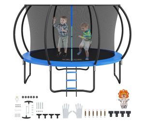 VEVOR Trampoline Extérieur Intérieur 3,7 m Trampoline pour Enfants Charge Maximale 180 kg avec Filet de Sécurité à 360° Couverture de Mousse Épaisse Facile à Installer pour Parc de Loisir Arrière-Cour