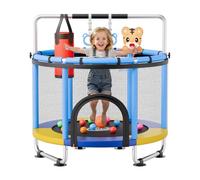 VEVOR Trampoline pour Enfants 150 cm Mini-Trampoline Charge jusqu'à 60 kg, pour Tout-Petits Intérieur Extérieur, Stable, avec Filet de Sécurité, Barre de Gymnastique Réglable et Accessoires de Jeu
