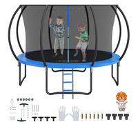 VEVOR Trampoline Extérieur Intérieur 3,7 m Trampoline pour Enfants Charge Maximale 180 kg avec Filet de Sécurité à 360° Couverture de Mousse Épaisse Facile à Installer pour Parc de Loisir Arrière-Cour