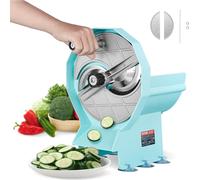 VEVOR Trancheur manuel de fruits et légumes, 0-12 mm d'épaisseur, Trancheur commercial réglable, Double ouverture d'alimentation, Trancheur alimentaire avec lame en acier inoxydable pour concombres, c