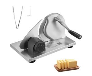 VEVOR Trancheuse à Pain Manuelle, Coupe Fromage à Épaisseur Réglable de 0 à 15 mm, pour Tofu Saucisson Cuisine et Boulangerie, Coupe pain à Manivelle avec Lame Micro-dentelée en Acier Inoxydable