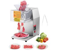 VEVOR Trancheuse à viande commerciale, 850 W, machine à découper la viande, 250 kg/h, acier inoxydable, épaisseur 5 mm, lames détachables, trancheuse électrique, pour cuisine, restaurant, supermarché