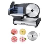 VEVOR Trancheuse à viande domestique, 180 W, trancheuse électrique pour aliments de charcuterie, avec 2 lames en acier inox de haute qualité, épaisseur réglable 0-15 mm, pour viande, pain dur, fromage