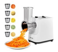 VEVOR Trancheuse de Légumes 200 W, Mandoline Électrique avec Lame en Inox, Râpe à Fromage et Légumes Multifonction avec 5 Accessoires, Hachage Grossier/Fin, Tranchage, Découpe Ondulée et Broyage