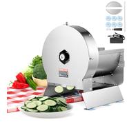 VEVOR Trancheuse Électrique 0-12 mm Épaisseur Réglable, Coupe-Légumes Fruits Commercial, Convertible en Manuelle, Machine à Trancher les Aliments en Acier Inoxydable, Grand Port d'Alimentation