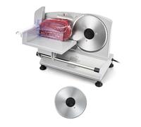 VEVOR Trancheuse Électrique 150 W, Coupe Viande avec Lame Tranchante de 170 mm, Vitesse de Coupe 65-90 tr/min, Épaisseur Réglable 0-15 mm, pour Viande Congelée, Jambon, Baguette et Steaks, Cuisine