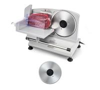 VEVOR Trancheuse Électrique 150 W, Coupe Viande avec Lame Tranchante de 170 mm, Vitesse de Coupe 65-90 tr/min, Épaisseur Réglable 0-15 mm, pour Viande Congelée, Jambon, Baguette et Steaks, Cuisine