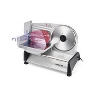 VEVOR Trancheuse Électrique 200 W, Coupe Viande avec Lame Tranchante de 190 mm, Vitesse de Coupe 70-100 tr/min, Épaisseur Réglable 0-15 mm, pour Viande Congelée, Jambon, Baguette et Steaks, Cuisine