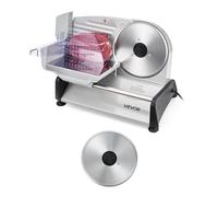 VEVOR Trancheuse Électrique 200 W, Coupe Viande avec Lame Tranchante de 190 mm, Vitesse de Coupe 70-100 tr/min, Épaisseur Réglable 0-15 mm, pour Viande Congelée, Jambon, Baguette et Steaks, Cuisine