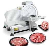 VEVOR Trancheuse Électrique 320 W, Coupe Viande avec Lame Tranchante de 250 mm, Vitesse de Coupe 450 tr/min, Épaisseur Réglable 0-10 mm, pour Viande Congelée, Jambon, Baguette et Steaks, Cuisine