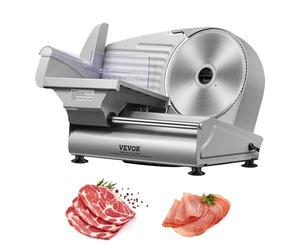 VEVOR Trancheuse Électrique Commerciale 180 W Trancheuse à Jambon Lame 190 mm 80-120 tr/min Trancheuse Charcuterie en Acier Inoxydable et Alu pour Couper en Tranches Viande Fromage Légumes Fruits