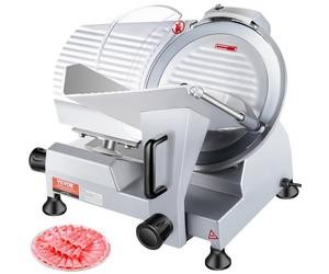 VEVOR Trancheuse Électrique Commerciale 240 W Trancheuse à Jambon Lame 250 mm 350-400 tr/min Trancheuse Charcuterie en Acier Inoxydable et Alu pour Couper en Tranches Viande, Boucherie Restaurant