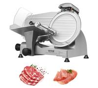 VEVOR Trancheuse Électrique Commerciale 340 W Trancheuse à Jambon Lame 250 mm 360 tr/min Trancheuse Charcuterie avec Lame en Acier Inoxydable pour Couper en Tranches Viande Fromage Légumes Fruits