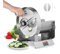 VEVOR Trancheuse Manuelle pour Légumes et Fruits, Coupe-Légumes Épaisseur Réglable 0-12 mm, Machine à Trancher les Aliments en Acier Inoxydable avec 2 Lames de Rechange, pour Pomme de Terre, Concombre
