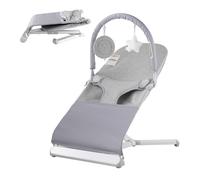 VEVOR Transat bébé pliable 0-9 mois – 2 angles, barre jouets rotative, sac transport gris clair