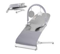 VEVOR Transat Bébé 0-9 Mois Siège Transat Pliable Nouveau-né avec 2 Angles d'Inclinaison, Barre de Jouets Rotative, Sac de Transport, Transat Portable Bébés, pour Intérieur, Extérieur, Gris Clair