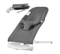 VEVOR Transat Bébé 0-9 Mois Siège Transat Pliable Nouveau-né avec 2 Angles d'Inclinaison, Harnais à 3 Points, Sac de Transport, Transat Portable Bébés, pour Intérieur, Extérieur, Maison, Gris Foncé