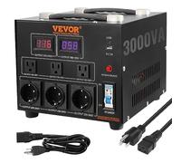 VEVOR Transformateur 220 V⇄110 V Convertisseur de Tension Élévateur Abaisseur 3000 W Transformateur de Puissance avec 3 Prises US NEMA 5-15R 3 Broches 3 Prises EU Shucko 1 Port USB 5 V 1 Prise Type-C