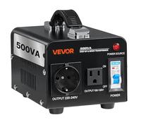 VEVOR Transformateur 220 V à 110 V et 110 V à 220 V, Transformateur de Tension Élévateur Abaisseur, 500 VA, avec Prise Américaine, Prise Européenne, Cordon d'Alimentation, Protection par Disjoncteur
