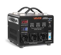 VEVOR Transformateur 220 V à 110 V et 110 V à 220 V, Transformateur de Tension Élévateur Abaisseur Auto, 5000 VA, avec 3 Prises US, 3 Prises EU, Écran LCD, Cordon Alimentation, Protection Disjoncteur