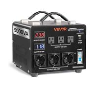 VEVOR Transformateur 220 V à 110 V et 110 V à 220 V, Transformateur de Tension Élévateur Abaisseur Auto, 5000 VA, avec 3 Prises US, 3 Prises EU, Écran LCD, Cordon Alimentation, Protection Disjoncteur