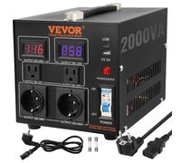 VEVOR Transformateur 220⇄110 V 2000 VA Élévateur/Abaisseur 2xUS 2xEU USB 5V Type-C